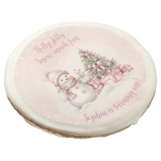 Vintage Snowman Christmas Birthday Sugar Cookies (Angled)