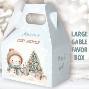 Vintage Snowman Christmas Boy Baby Shower Large Favor Boxes