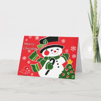 Vintage Snowman Christmas Card by FestivusMeister at Zazzle
