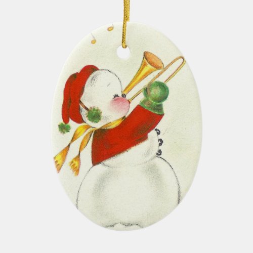 vintage snowman christmas oval ornament