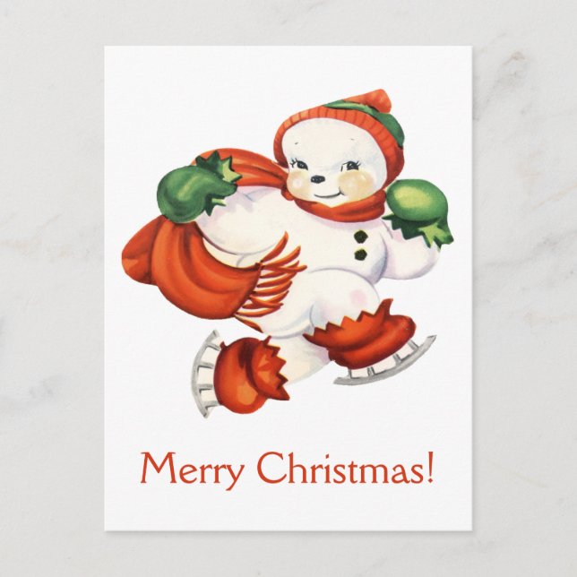 Vintage Snowman Christmas Postcard (Front)