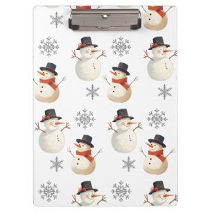 Vintage Snowman Christmas Snowflakes Clipboard