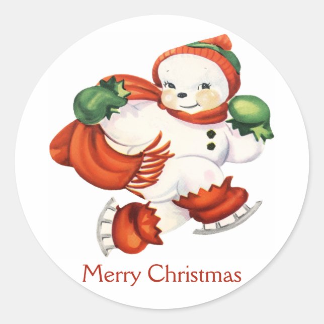 Vintage Snowman Christmas Stickers (Front)