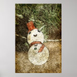 Vintage Snowman Christmas Tree Light Poster<br><div class="desc">Beautifully antique looking image of a snowman from a set of vintage Christmas tree lights.</div>