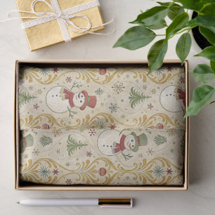 Vintage Snowman & Christmas Tree  Tissue Paper