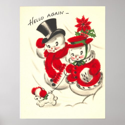 Vintage Snowman Couple Print