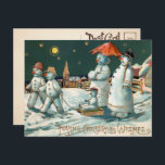 Vintage Snowman Family Christmas Postcard<br><div class="desc">Vintage snowman family (or is it snowpeople?) Christmas postcard. High quality,  restored vintage image.</div>