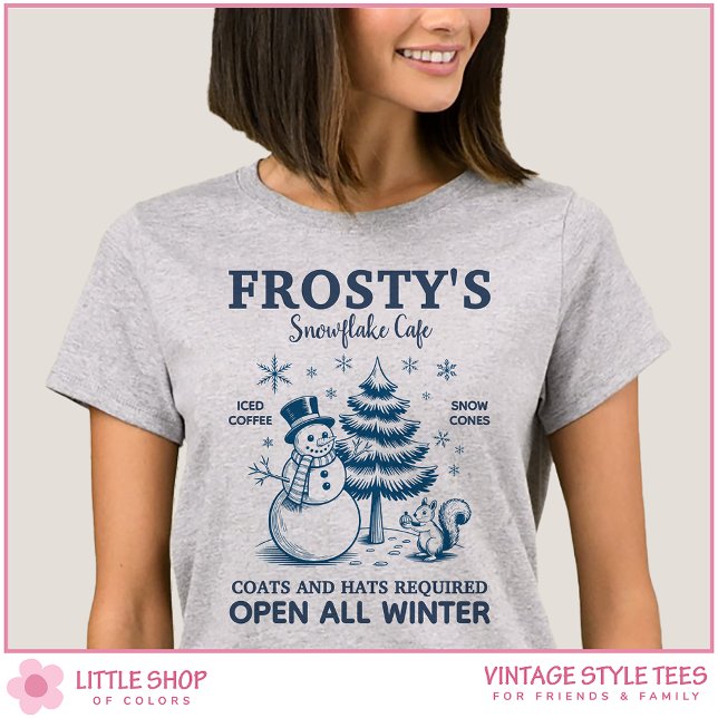 Vintage Snowman Frosty's Snowflake Cafe T-Shirt (Creator Uploaded)