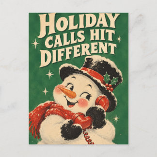 Vintage Snowman Holiday Calls Hit Different Postcard