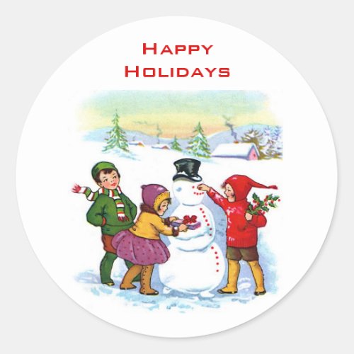 Vintage Snowman Holiday Stickers