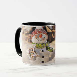 Vintage Snowman in the Snow Drawing Mug