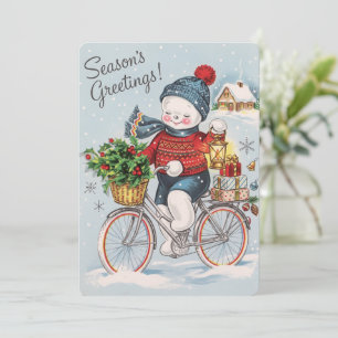 Vintage Snowman Lantern Cozy Winter Card