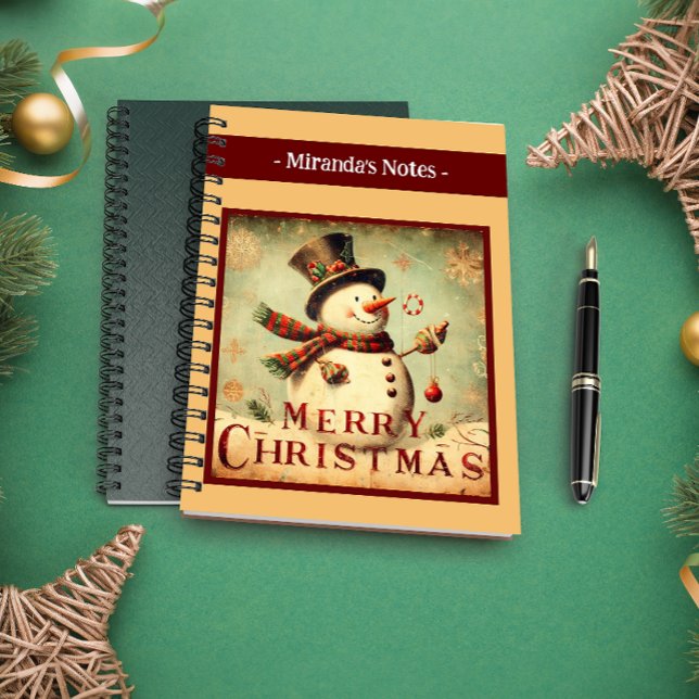 Vintage Snowman - Merry Christmas personalized Notebook (Vintage Snowman - Merry Christmas personalized Notebook)