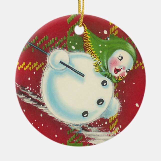 Vintage Snowman Ornament (Front)
