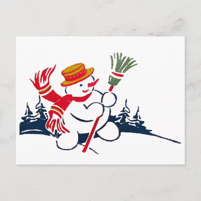 Vintage Snowman Postcard (Front)