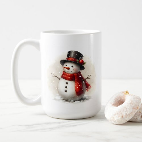 Vintage Snowman Red Scarf Black Top Hat Holiday  Coffee Mug