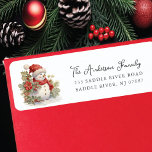 Vintage Snowman Return Address Label<br><div class="desc">Our festive return address label features a cute vintage snowman. It's the perfect way to let your friends and family know where you live during the holiday season.  This label is sure to add a touch of holiday cheer to your mail and get noticed by everyone who sees it.</div>