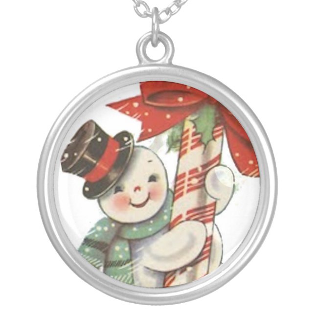 Vintage Snowman Silver Plated Necklace (Front)