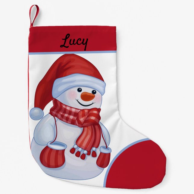 Vintage Snowman Small Christmas Stocking (Front)