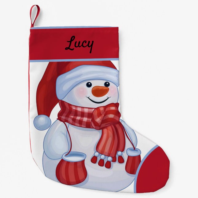 Vintage Snowman Small Christmas Stocking (Front)