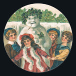 Vintage Snowman sticker<br><div class="desc">Perfect vintage sticker for your Christmas cards. Seal your envelopes with a bit of Holiday Cheer with these delightful antique Christmas seals.</div>