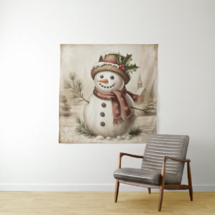 Vintage Snowman Tapestry