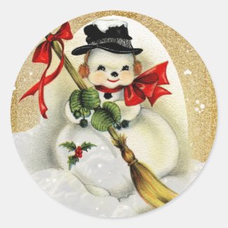 Vintage Snowman with Gold Glitter Christmas  Class