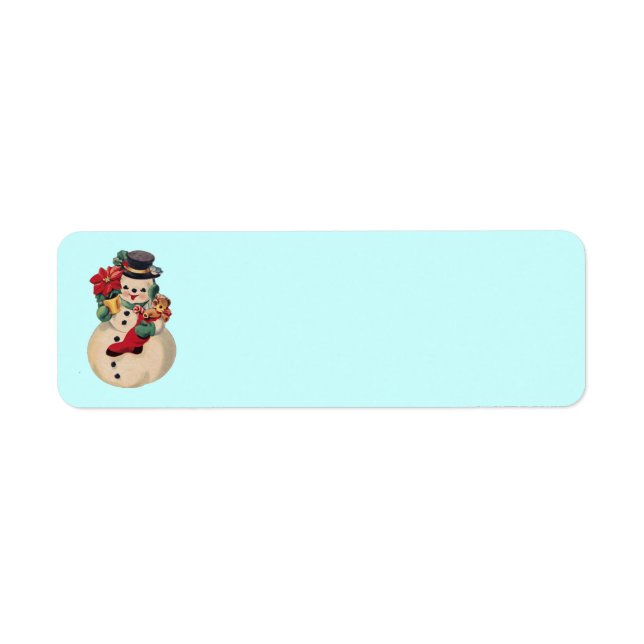 Vintage Snowman with Poinsettia Label (Front)