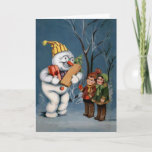 Vintage Snowman with Presents Christmas Card<br><div class="desc">Custom restored,  high quality vintage image.</div>