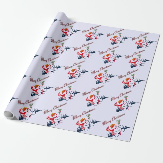 Vintage Snowman Wrapping Paper (Unrolled)