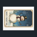 Vintage Snowmans Greeting Card: Merry Christmas Postcard<br><div class="desc">Transport yourself to a bygone era with the "Vintage Snowman's Greeting Card: Merry Christmas." A nostalgic snowman,  reminiscent of yesteryears,  graces the front,  exuding warmth. The card wishes a Merry Christmas,  inviting recipients into a timeless winter wonderland filled with festive charm and holiday cheer.</div>