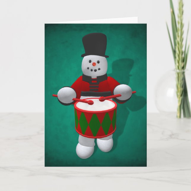 Vintage Snowmen: Drummer Holiday Card (Front)