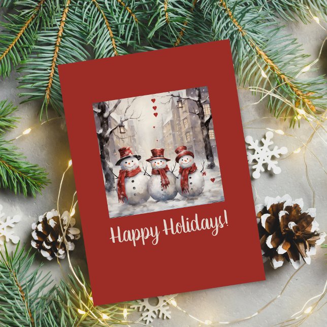 Vintage Snowmen Happy Holiday Card (Creator Uploaded)