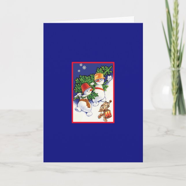 Vintage Snowmen With Tree - Christmas Card (Front)
