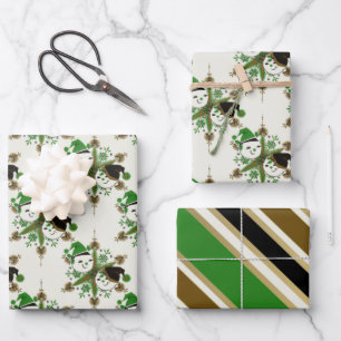 Vintage snowmen  wrapping paper sheets