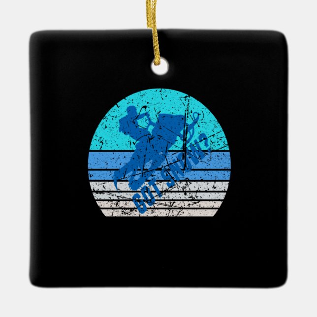 Vintage Snowmobiling Ceramic Ornament (Front)