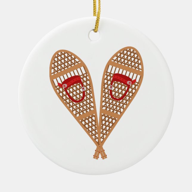 Vintage Snowshoes Ceramic Ornament (Front)