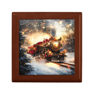 Vintage Snowy Night Christmas Train Express Gift Box