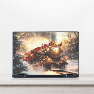 Vintage Snowy Night Christmas Train Express HP Laptop Skin