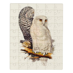 Vintage Snowy Owl Drawing Jigsaw Puzzle