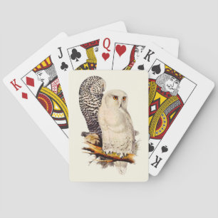 Vintage Snowy Owl Drawing Poker Cards