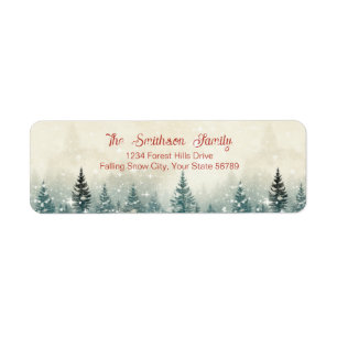 Vintage Snowy Pine Trees Return Address Labels