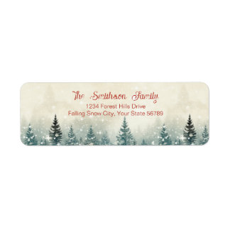 Vintage Snowy Pine Trees Return Address Labels