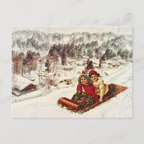 Vintage Snowy Victorian Christmas by Shawna Mac Holiday Postcard