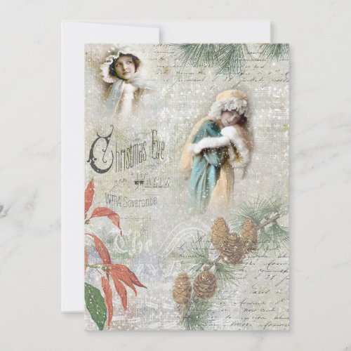 Vintage Snowy Winter Christmas Music Collage Holiday Card