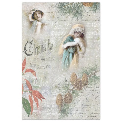 Vintage Snowy Winter Christmas Music Collage