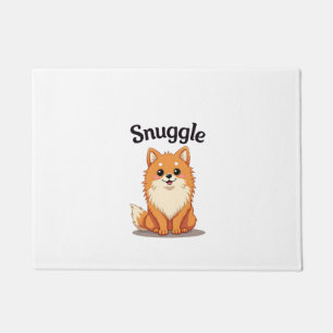 Vintage Snuggle Pomeranian Cute Dog Illustration D Doormat