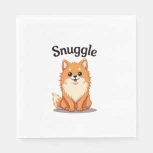 Vintage Snuggle Pomeranian Cute Dog Illustration D Napkins