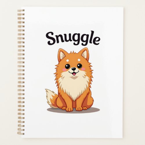 Vintage Snuggle Pomeranian Cute Dog Illustration D Planner