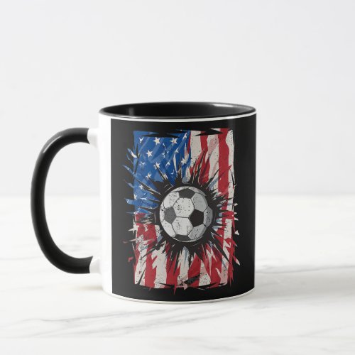 Vintage Soccer 4th Of July Men USA American Flag Mug